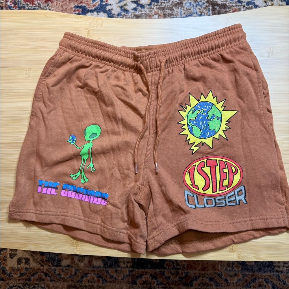 Chemistry Women's Athletic Shorts - Brown with Graphic Design and Pockets